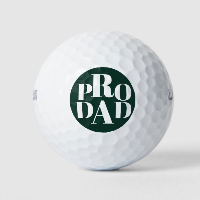 White Typography on Green Pro Dad Golfers Golf Balls (Front)