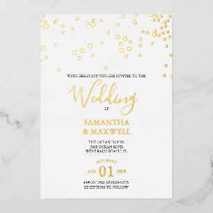 White Typography Wedding Foil Invitation