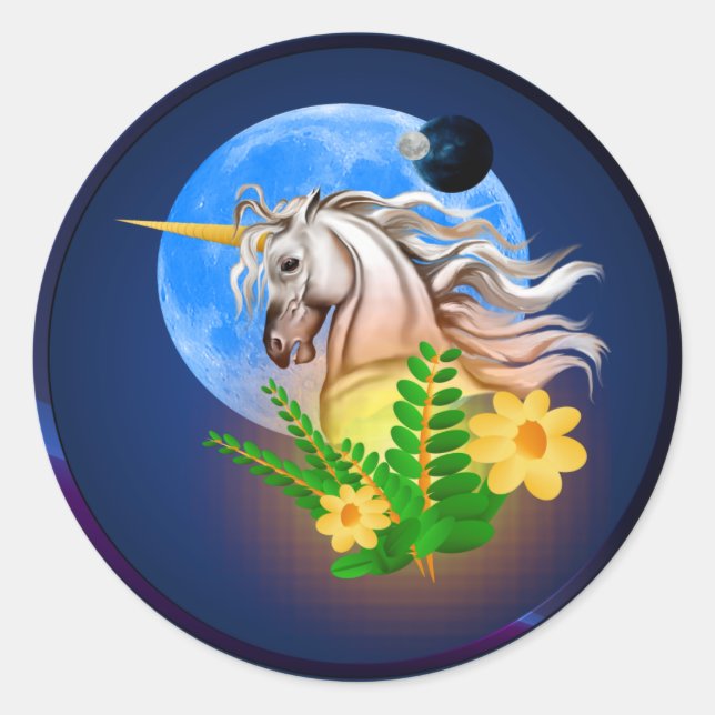 White Unicorn, Alien World Sticker (Front)