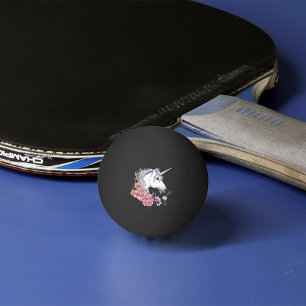 White Unicorn and Flowers Ping Pong Ball