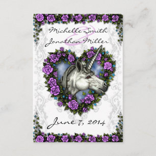 White Unicorn and Purple Rose Heart RSVP