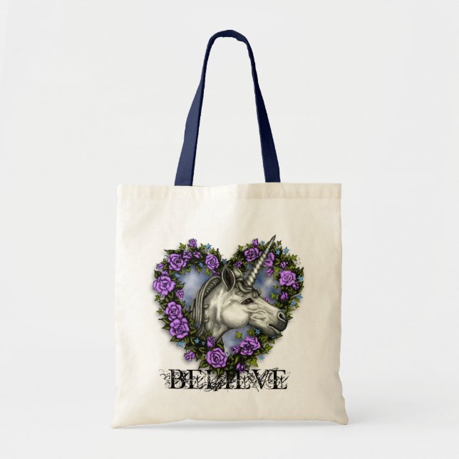 White Unicorn BELIEVE! Tote (Front)