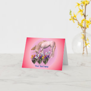 White Unicorn Butterflies Fantasy Horse Note Card