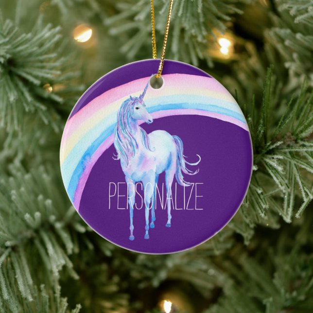 White Unicorn Ceramic Ornament (Tree)