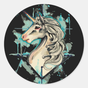White Unicorn Classic Round Sticker
