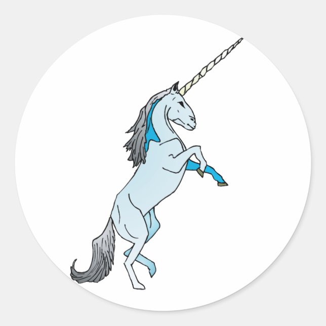 White Unicorn Classic Round Sticker (Front)