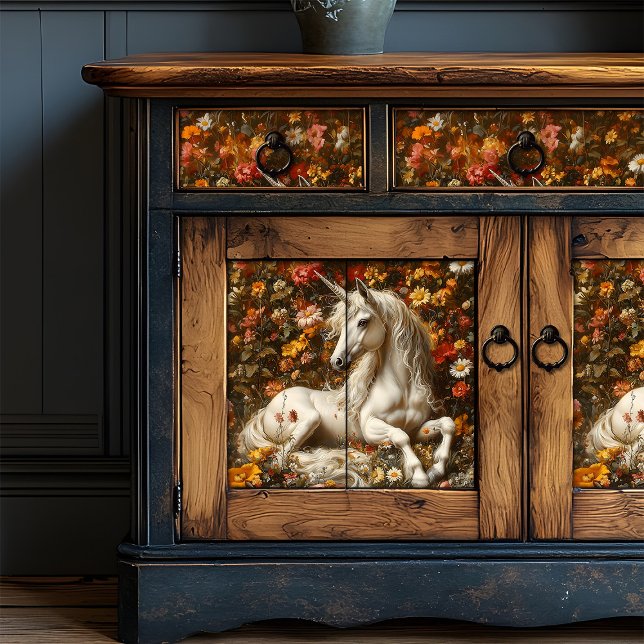 White Unicorn Floral Meadow Fantasy Art Fairytale Tissue Paper (Creator Uploaded)