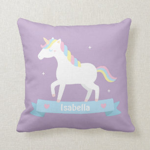 White Unicorn Girls Room Decor Throw Pillow