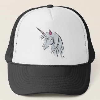 white unicorn head trucker hat