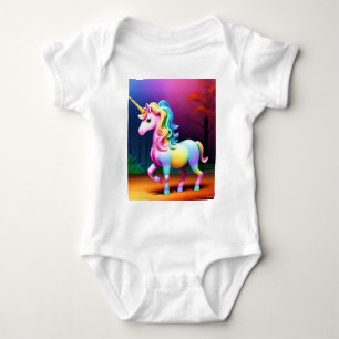 White Unicorn Horse-37474 Baby Bodysuit