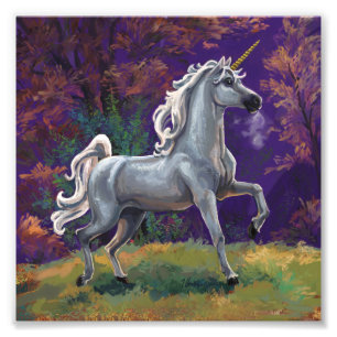 White Unicorn in a Glade Photo Print