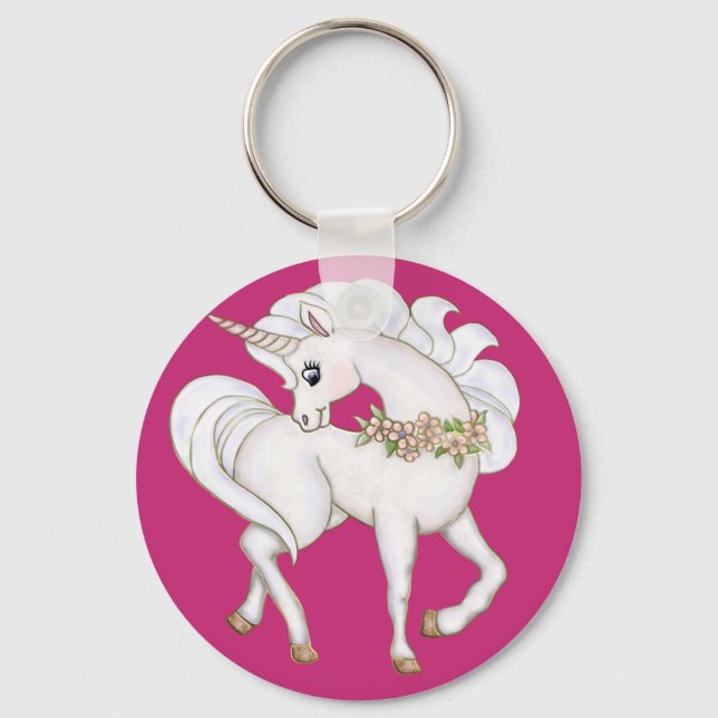 White Unicorn Key Ring (Front)