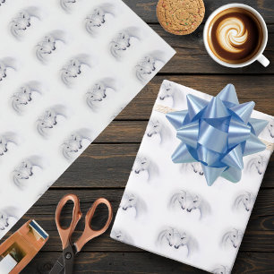 White Unicorn Love Couple Wrapping Paper