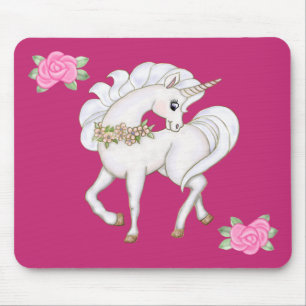 White Unicorn Mouse Pad