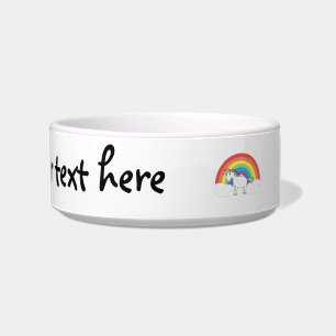 White unicorn on rainbow and clouds bowl