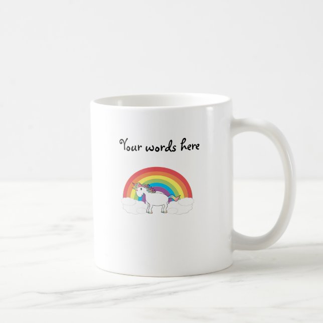 White unicorn on rainbow and clouds coffee mug (Right)