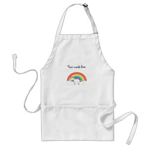 White unicorn on rainbow and clouds standard apron