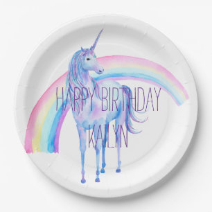 White Unicorn Paper Plate