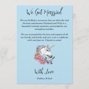 White Unicorn Pastel Floral Fantasy Wedding Invitation