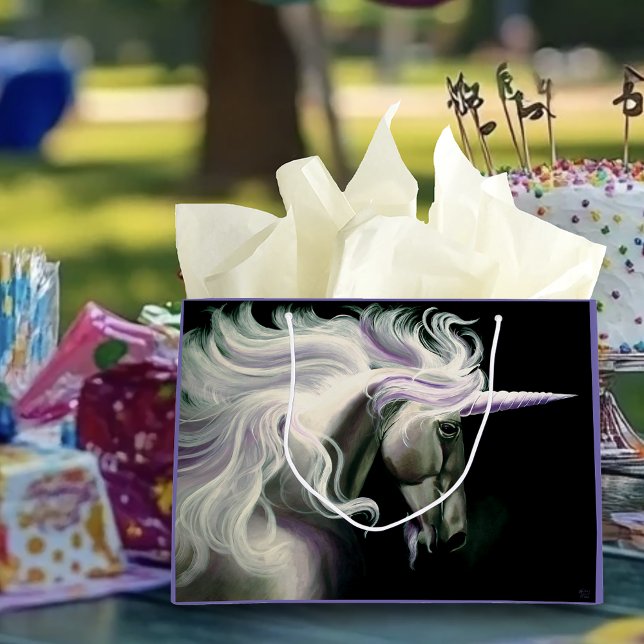White Unicorn Purple Large Gift Bag (Creator Uploaded)
