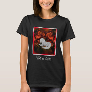 White Unicorn Red Fractal Fantasy Horse  T-Shirt