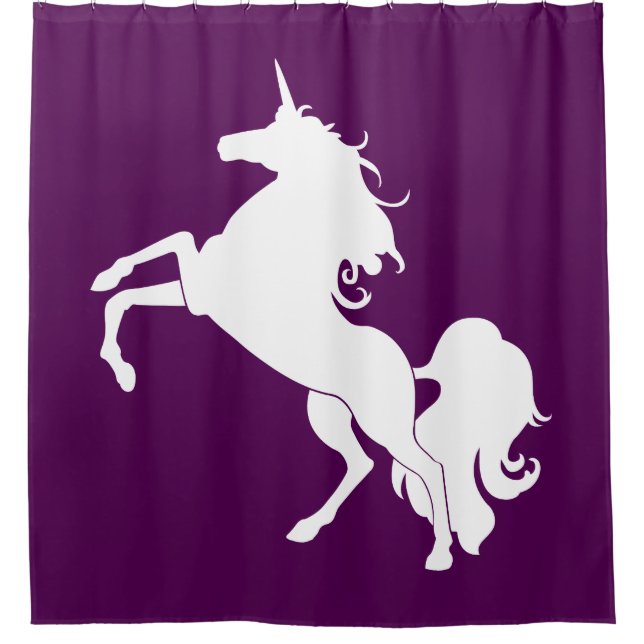 White Unicorn Silhouette Custom Shower Curtain (Front)