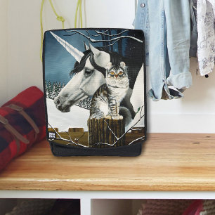 White Unicorn Tabby Cat Fantasy Backpack