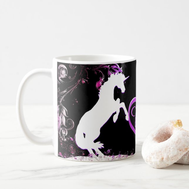 White Unicorn V (Colourful Splash) Coffee Mug (With Donut)
