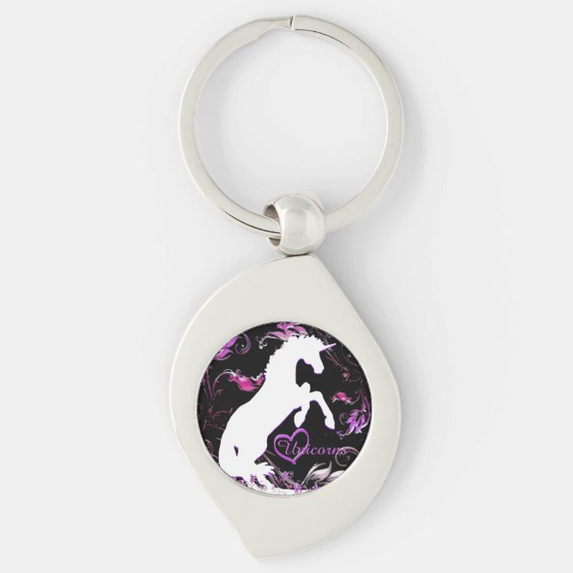 White Unicorn V (Colourful Splash) Key Ring (Front)