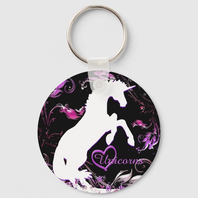 White Unicorn V (Colourful Splash) Key Ring (Front)