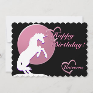 White Unicorn V (Pink) Card