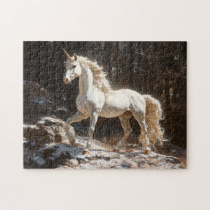 White Unicorn Vintage Style Painting Jigsaw Puzzle