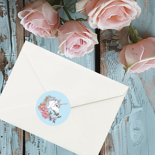 White Unicorn Wedding Classic Round Sticker