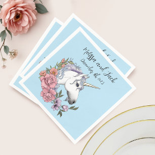 White Unicorn Wedding Napkin