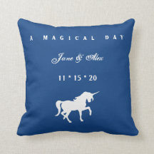 White Unicorn Wedding Pillow
