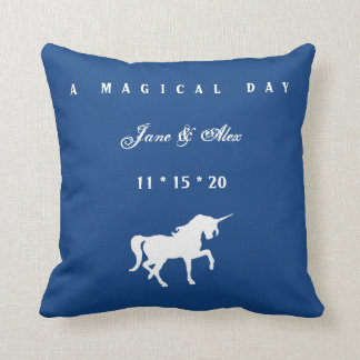 White Unicorn Wedding Pillow