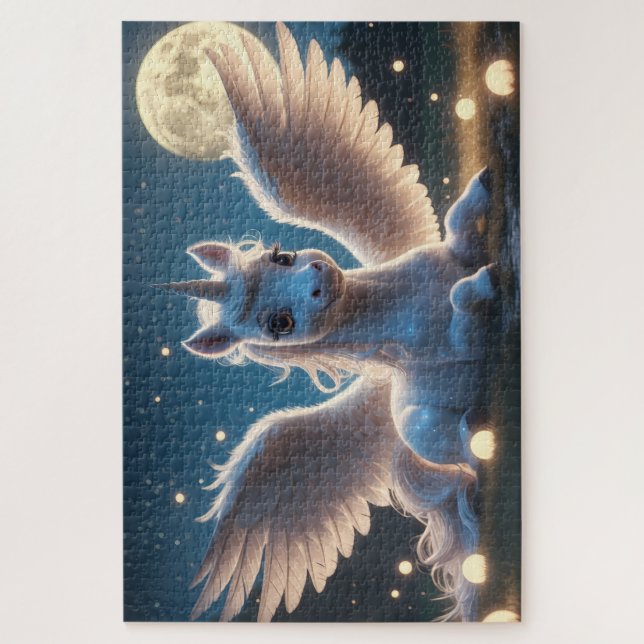 White unicorn with wings jigsaw puzzle (Vertical)