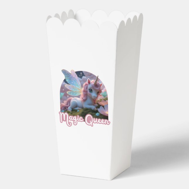 White unicorn with wings - Magic Queen Favour Box (Front)