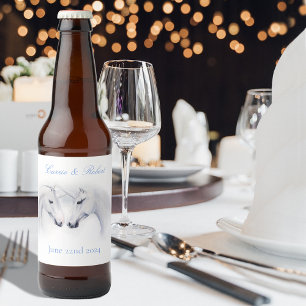 White Unicorns Love Couple Beer Bottle Label