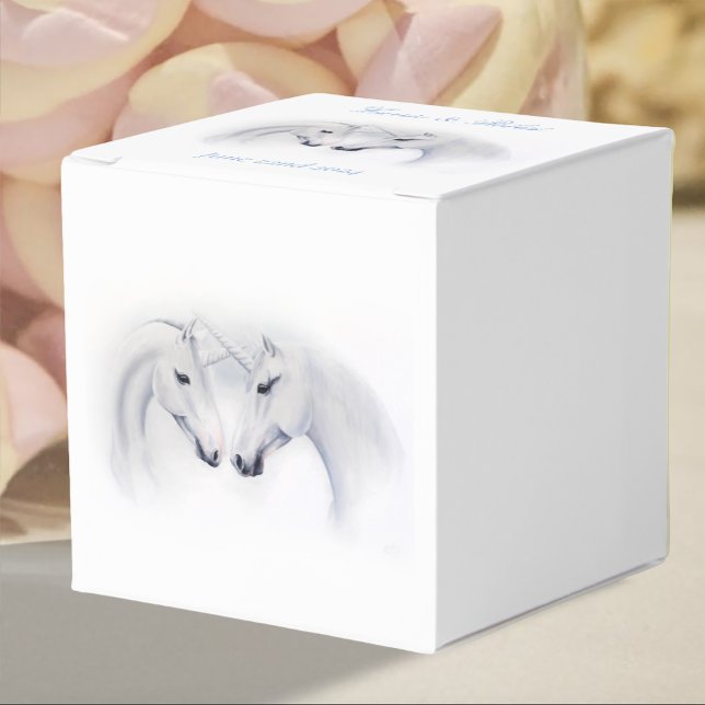 White unicorns Love Couple Favour Box (Creator Uploaded)
