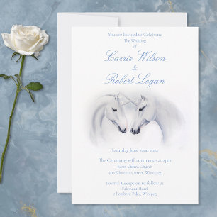 White Unicorns Love Couple Invitation