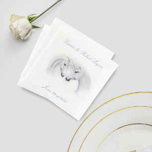 White Unicorns Love Couple Napkin
