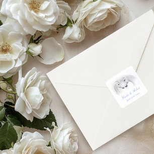 White Unicorns Love Couple Square Sticker