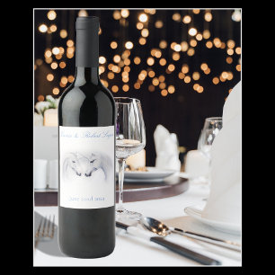 White Unicorns Love Couple Wine Label