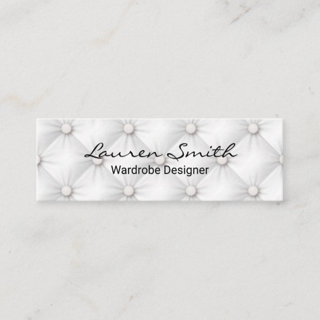 White Upholstered Fabric Mini Business Card (Front)