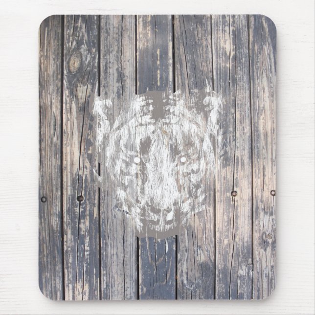 White Urban Tiger Mouse Pad (Front)