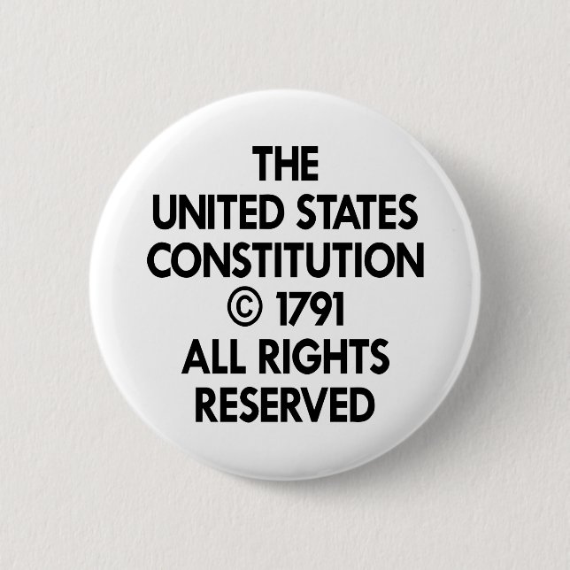 White Us Constitution Reserved 6 Cm Round Badge (Front)