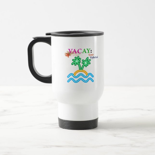 White Vacay Palm— Travel Mug (Left)