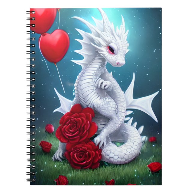 White Valentine Love Dragon Notebook (Front)