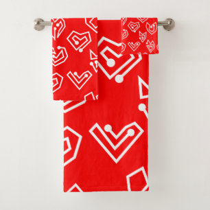 White Valentine's Mazes  Bath Towel Set